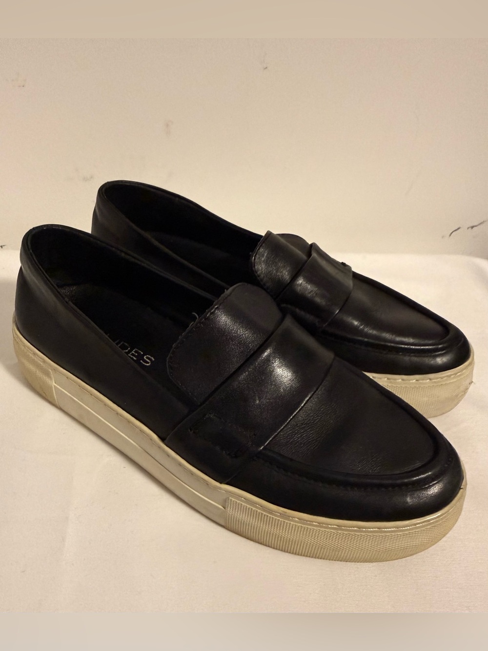 J/SLIDES Ava Black Leather Loafer Platform Sneaker Slip on 6